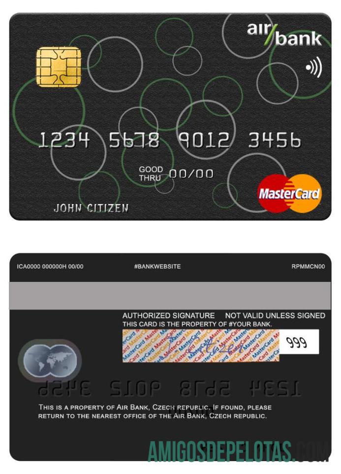 Mastercard do Banco Aéreo Tcheco amostra